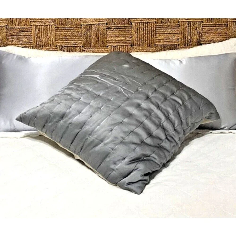 Portico Quilted Euro Sham Slate Gray Silk Blend 26
